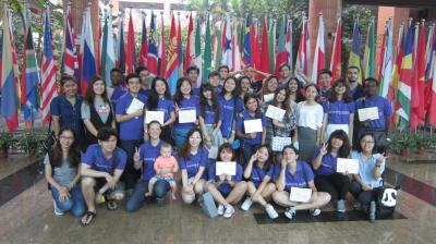All the members of the summer camp have group photo taken together