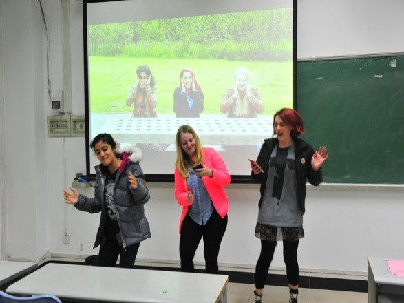 Students are singing and dancing