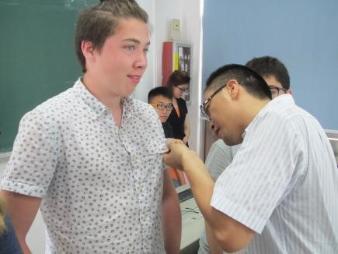 Students are given school badges