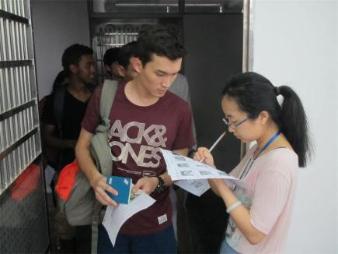 Examinee entering to examination room